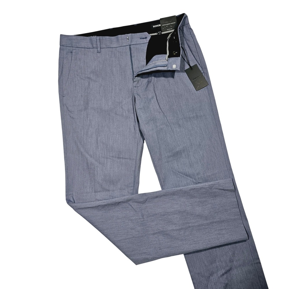 Bonobos Weekday Warriors Pants Mens 33x34 Blue Gray Slim Stretch Business NEW